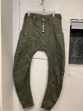 Humor Green Pants Zanka Chino Button Fly High Rise Size 32